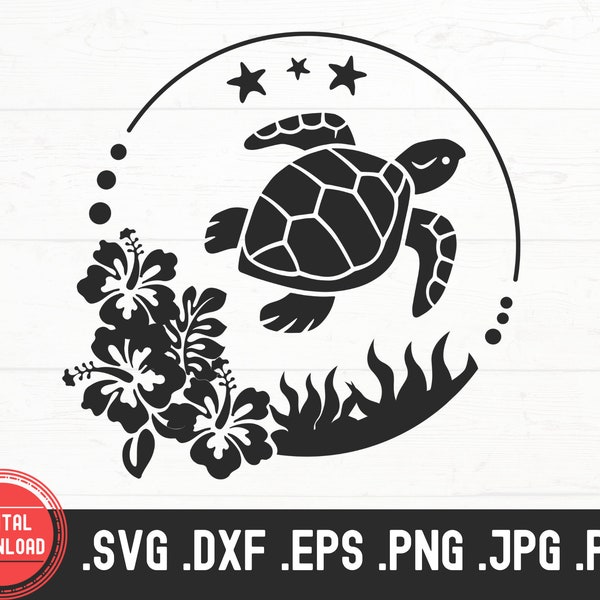 Sea Turtle svg, save the turtles svg, flower turtle svg, marine turtle, turtle silhouette, digital files, svg, png, dxf cut files cricut