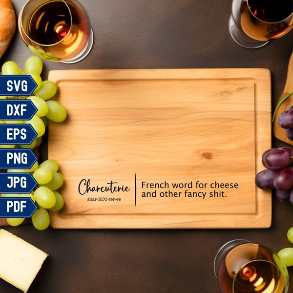 Charcuterie Board Definition Svg File, French Word Wine Cheese, Meats Serving Chopping Board, Party Hosting Gathering Gift, Digital Download