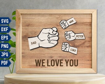 Fist Bump SVG, Father and Child Png, Kids Name Gift to Dad Grandpa, Fathers Day Svg, Laser Cut Files Glowforge, Digital Download