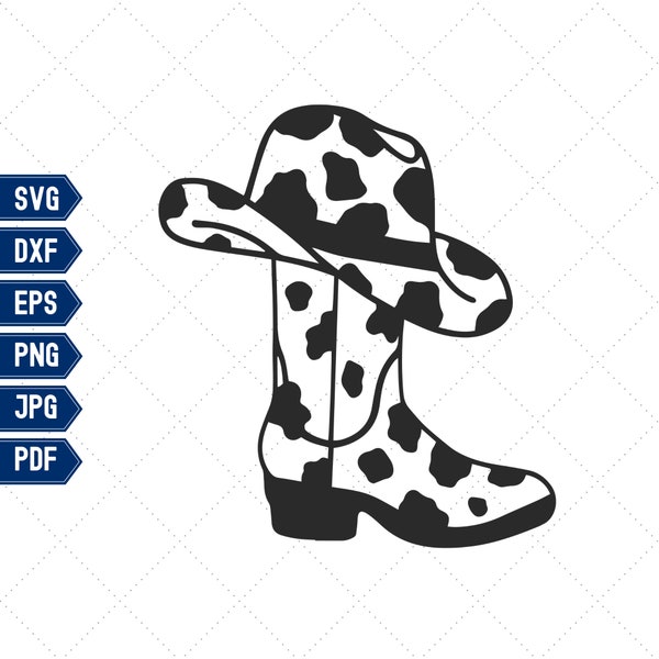 Cowgirl Boots Svg, Cowgirl Hat Svg, Cow Print Svg, Rodeo Svg, Country Girl Svg, Bachelorette Svg, Texas Svg, Digital Cut Files for Cricut