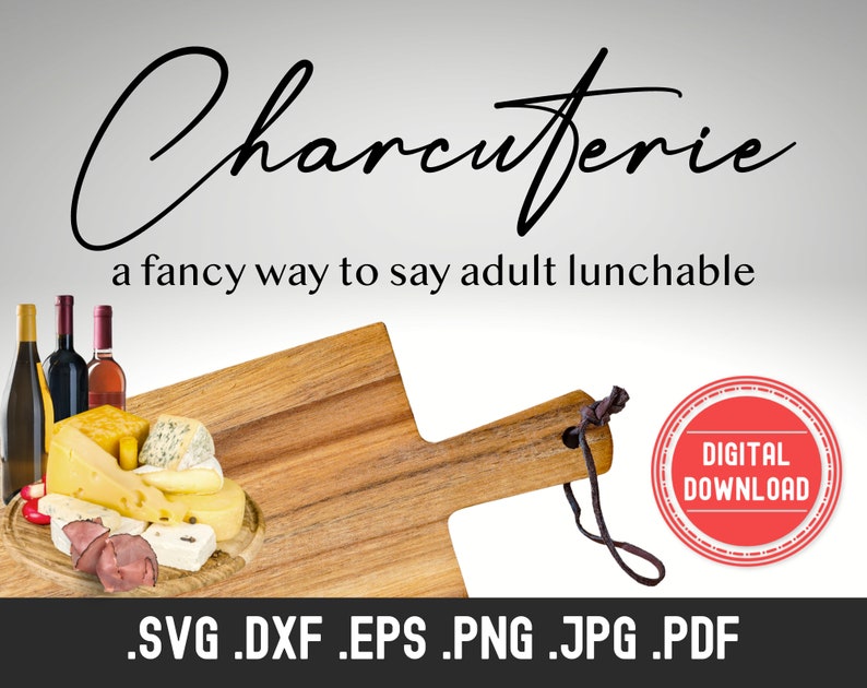 Charcuterie Definition Cutting Board Svg, Kitchen Serving Tray, Adult
