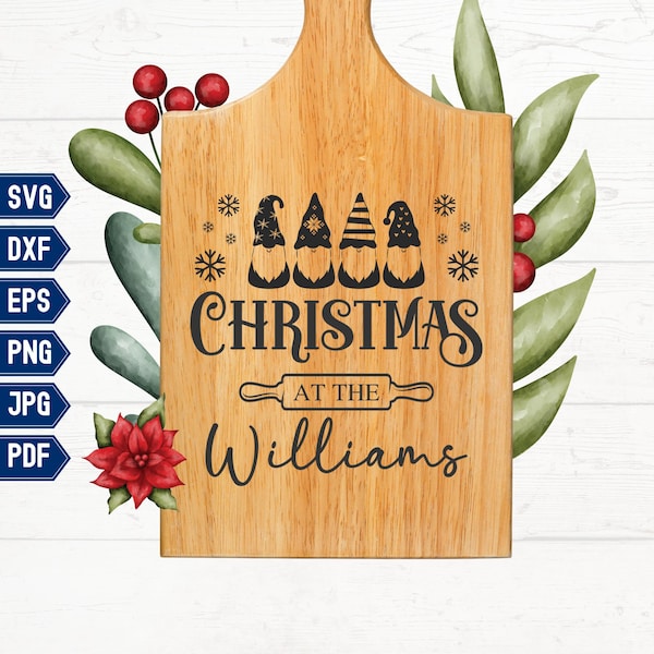 Cutting Board SVG Christmas Gnomes Charcuterie Board Chopping Serving Board Cheese Board Sayings Family Name Dxf Laser Cut Cricut Silhouette