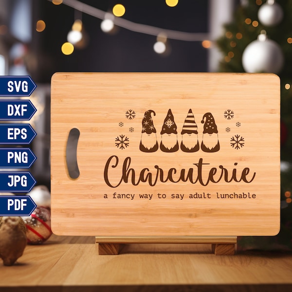 Christmas Charcuterie Definition Gnomes Cutting Board Svg Adult Lunchable Christmas Grazing Board Christmas Tray Laser Engrave Digital Files