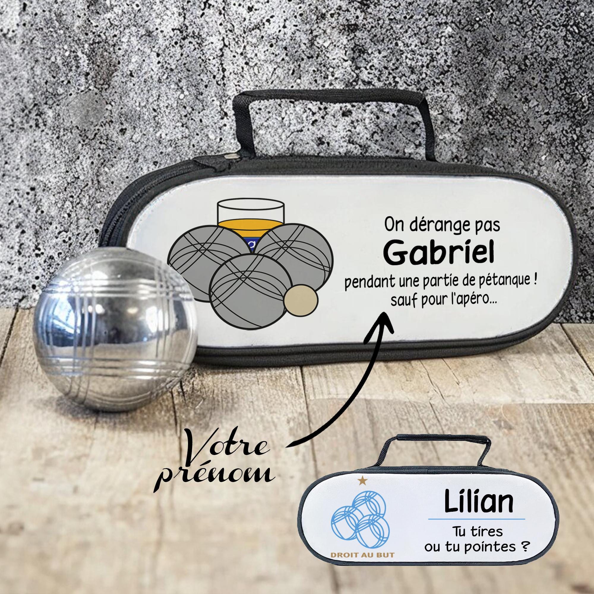 Sacoche Pétanque Personnalisable KDO MAGIC - Pour 3 Boules Triplette Avec Prénom - Modèle Bannière France