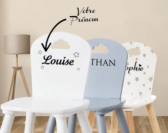 Personalisierter Kinderstuhl aus Holz – Einzigartiges Möbelstück mit Wunschnamen – Lasergravur – Geschenk für Jungen, Mädchen, Kinderzimmer