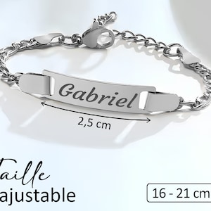 Gourmette personnalisée bébé et enfant Bracelet doré ou argent Bijoux personnalisé Prénom gravé Idée cadeau baptême, naissance, Noël image 2