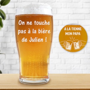 Verre à bière personnalisé Plusieurs modèles de gravure Personnalisable avec votre texte Cadeau anniversaire, Noël, fête des Pères image 1