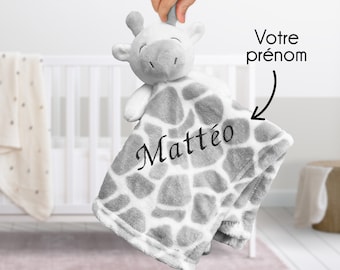 Doudou personnalisé - Peluche girafe pour bébé - Personnalisable avec le prénom brodé - Cadeau de naissance, garçon, fille, enfant