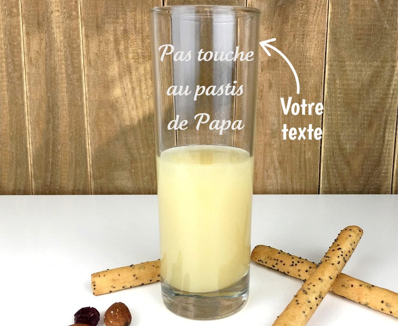 Verre à pastis personnalisé Prénom ou texte gravé Marquage au laser Cadeau Fête des Pères, Noël, anniversaire... image 1