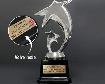 Trophée personnalisable - Coupe étoile personnalisée - Texte gravé - Cadeau Fête des Pères, anniversaire, Noël, retraite