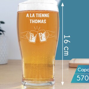 Verre à bière personnalisé Plusieurs modèles de gravure Personnalisable avec votre texte Cadeau anniversaire, Noël, fête des Pères image 2