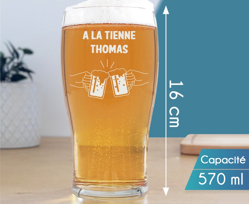 Verre à bière personnalisé Plusieurs modèles de gravure Personnalisable avec votre texte Cadeau anniversaire, Noël, fête des Pères image 2