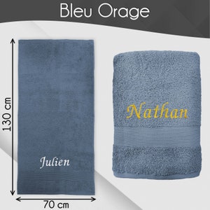 Serviette de bain personnalisée 70 x 130 cm Prénom brodé personnalisable Drap de douche 100% coton Matière éponge épaisse et douce image 6