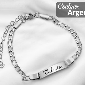 Gourmette personnalisée bébé et enfant Bracelet doré ou argent Bijoux personnalisé Prénom gravé Idée cadeau baptême, naissance, Noël Bracelet Argent