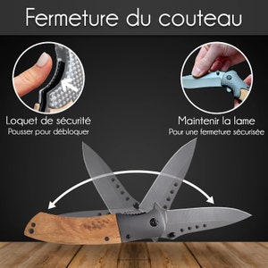 Couteau de survie personnalisé Gravez votre prénom Lame de sécurité personnalisable Manche en bois gravé Cadeau Fête des Pères, Noël image 4