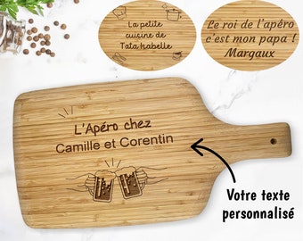 Planche à découper personnalisée en bambou - Planche apéro gravée - Personnalisable avec votre texte - 3 modèles de gravure - Cadeau cuisine