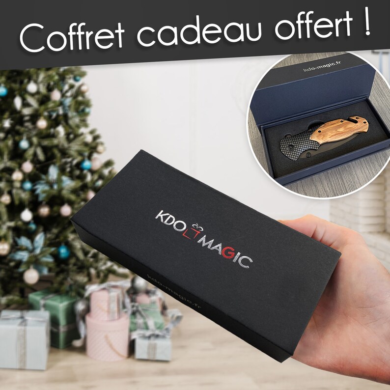 Couteau pliant personnalisé Couteau de survie personnalisable Manche en bois gravé avec un prénom cadeau, noël, fête des pères image 5