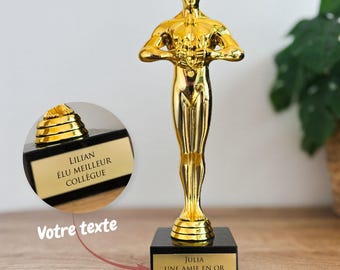 Trophée personnalisé - Gravé avec votre texte - Statuette dorée personnalisable - Cadeau Fête des Pères, Noël, retraite, événement