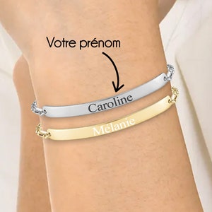 Bracelet personnalisé femme Prénom gravé Argent et Or Gourmette torsadée Bijoux gravé Cadeau femme, fête des mères, maman, mamie image 1