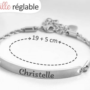 Bracelet personnalisé femme Prénom gravé Argent et Or Gourmette torsadée Bijoux gravé Cadeau femme, fête des mères, maman, mamie image 3