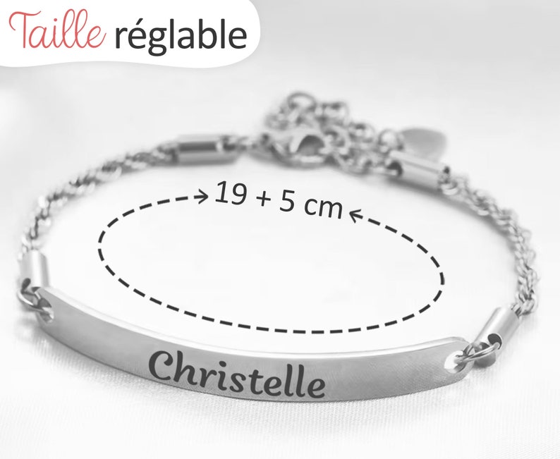 Bracelet personnalisé femme Prénom gravé Argent et Or Gourmette torsadée Bijoux gravé Cadeau femme, fête des mères, maman, mamie image 3