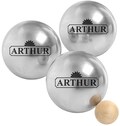 Personalized pétanque ball - Engraved leisure set of three balls, 720 grams - Set of 3 balls and 1 jack - 7 engraving designs - Gift for men product logo