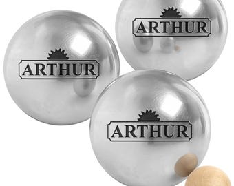 Boccia Kugeln personalisiert - 3 Kugeln 720gr - Pétanque  - Geschenkidee für Herren, Geburtstag, Vatertag, Weihnachten