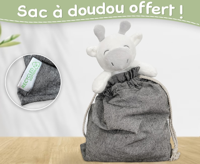 Doudou personnalisé Peluche girafe pour bébé Personnalisable avec le prénom brodé Cadeau de naissance, garçon, fille, enfant image 4