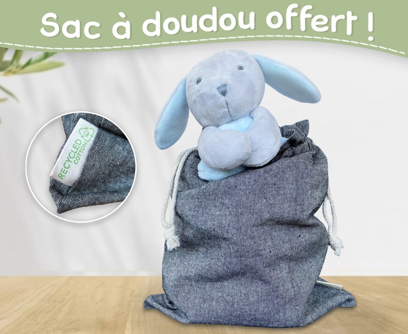 Doudou personnalisé Prénom brodé Peluche lapin pour bébé, enfant personnalisable Cadeau de naissance, anniversaire, garçon, Fille Bild 4