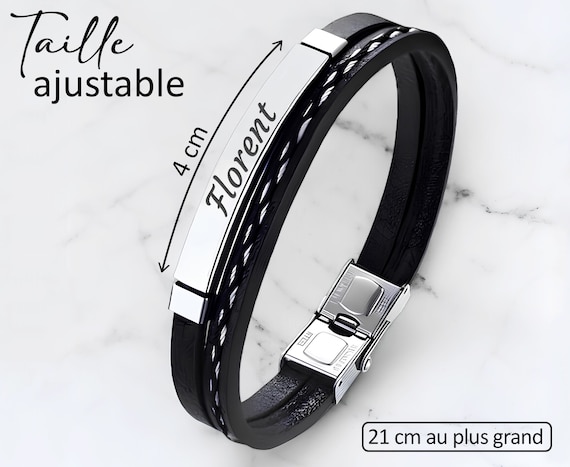 Bracelet Personnalisé KDO MAGIC Acier - Prénom Gravé, Or/Argent, Cadeau Homme