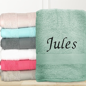 Serviette de toilette personnalisée - 50x90 cm - Prénom brodé personnalisable - Serviette de bain 100% coton - Drap de douche matière éponge