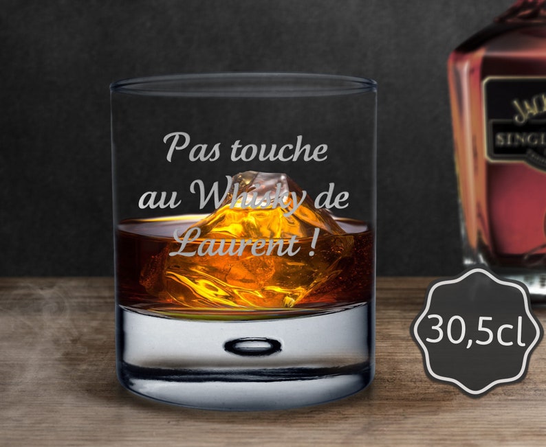 Verre à Whisky personnalisé Texte gravé Marquage au laser Verre personnalisable Cadeau fête des Pères, Papa, Noël Modèle TEXTE image 2