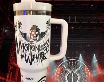 40oz Motionless In White Band Tumbler - Custom Design with Logo and Song Lyrics