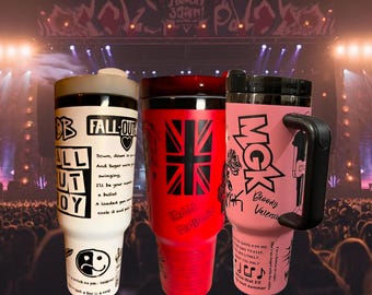 Personalized Lazer Engraved 40oz Band Tumblers w/straw