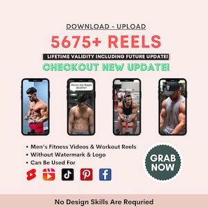 Mega Reels Bundle Men&#39;s Fitness Videos Instagram Reels Templates, YouTube Shorts, Men&#39;s Workout & Fitness Reels, Workout Motivational Reels