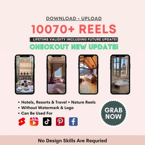 Mega Luxury Hotels, Resorts & Travel + Nature Reels Bundle Instagram Reels Templates, Luxury Resorts Theme Page, TikTok Videos, Viral Reels