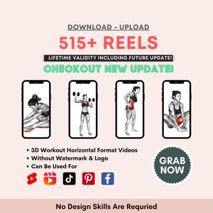 Mega Reels Bundle 3D Workout und Fitness Reels Vorlagen, YouTube Shorts, 3D Fitness Reels für Frauen, 3D Videos, 3D Fitness Horizontale Reels