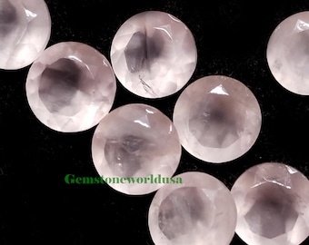 Cuarzo rosa natural facetado redondo suelto calibrado para joyería, piedra preciosa de 3, 4, 5, 6, 7, 8, 9, 10, 11, 12, 13, 14, 15, 16, 18, 20, 22, 24, 25 mm