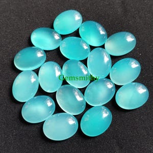 Natural Aqua Chalcedony Oval Shape Loose Calibrated Cabochon 3x5,4x6,5x7,6x8,7x9,8x10,9x11,10x12,10x14,12x16,13x18,15x20,16x22,18x25MM
