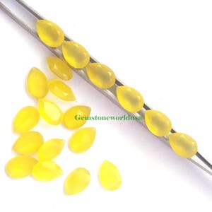 Natural Yellow Chalcedony Faceted Pear Loose Calibrated Jewelry Gemstone 5x8,6x9,7x10,8x12,9x13,10x14,12x16,13x18,15x20,16x22,18x25, 20x30MM