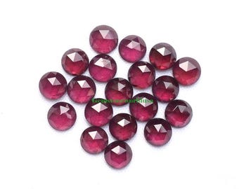 AAA+ Natural Hyderabad Red Garnet Rose Cut Round Calibrated Loose Flat Back Loose Cabochons Size 3, 4, 5, 6, 7, 8, 9, 10, 11, 12 mm