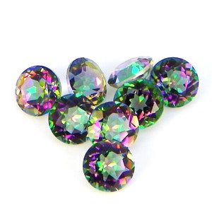AAA Rainbow Mystic Quartz Facetterad Rund Lös Kalibrerad Smyckestillverkningsädelsten 3,4,5,6,7,8,9,10,11,12,13,14,15 mm