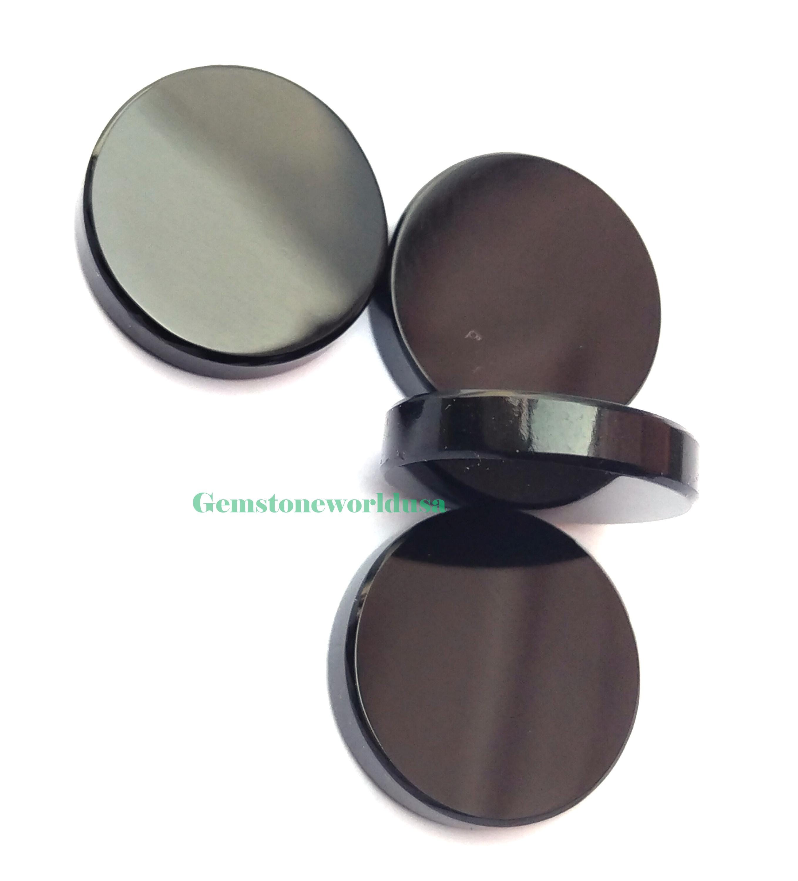 Natural Black Onyx Round Coin/discs Both Side Flat Loose Gemstone ...