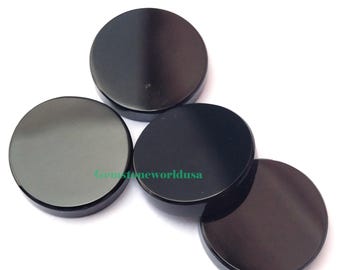 Natural Black Onyx Round Coin/Discs Both Side Flat Loose Gemstone Cabochons 4,5,6, 7, 8, 9, 10, 11, 12,13,14,15,16,18,20,22,24,25 mm