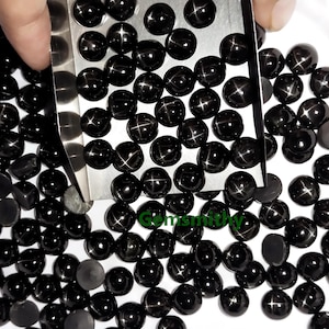 Natürliche schwarze Stern Diopsid 4 Strahlen Runde Cabochons Schmuck machen Edelstein Größe 4, 5, 6, 7, 8, 9, 10, 11, 12 mm