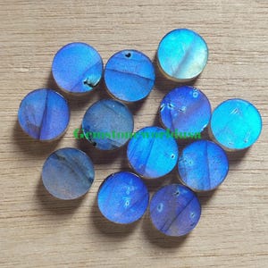 Natural Blue Fired Labradorite Round Both Side Flat Coin/Discs Loose Gemstone 6, 7, 8, 9, 10, 11, 12,13,14,15,16,18,20,22,24,25 mm