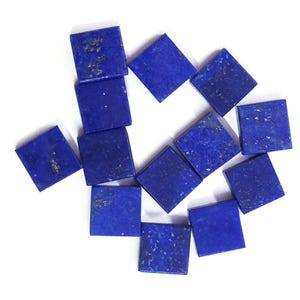 Naturlig Lapis Lazuli Fyrkantig Mynt/Skivor Båda Sidor Platt Lös Ädelsten 5,6, 7,8, 9, 10, 11, 12,13,14,15,16,18,20,22,24,25 mm