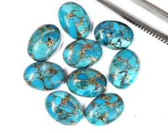 Natural Mohave Blue Copper Turquoise Oval Calibrated Jewelry Cabochons 4x6,5x7,6x8,7x9,8x10,9x11,10x12,10x14,12x16,13x18,15x20,16x22,18x25MM