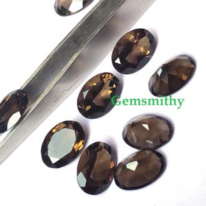 Natural Smoky Quartz Faceted Oval Calibrated Jewelry Cabochons 3x5,4x6,5x7,6x8,7x9,8x10,9x11,10x12,10x14,12x16,13x18,15x20,16x22,18x25MM