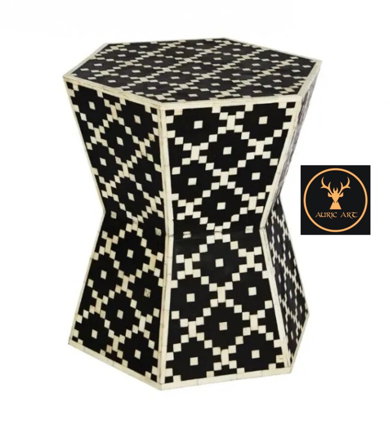 Handmade Vintage Bone Inlay Ikat Design Pattern End Table / Stool - Etsy
